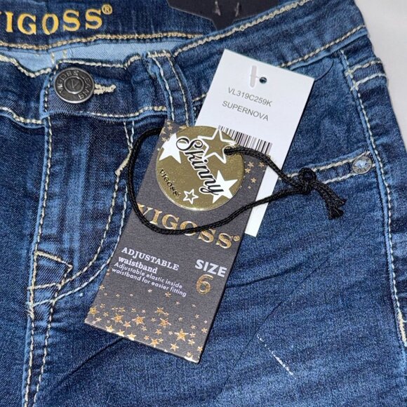Vigoss Girls The Jagger Skinny Jeans Size 6 Denim Patchwork Design - Picture 2 of 12